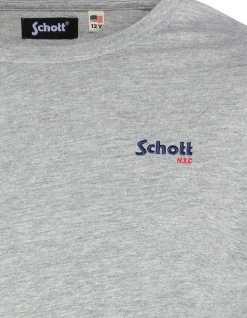 T-shirt manches longues gris chiné brodé enfant - GRIS CHINÉ