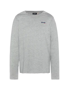 T-shirt manches longues gris chiné brodé enfant - GRIS CHINÉ