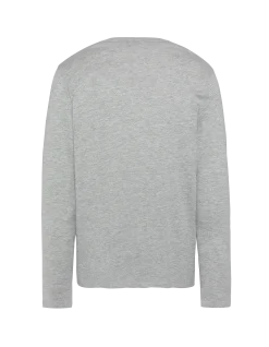 T-shirt manches longues gris chiné brodé enfant - GRIS CHINÉ