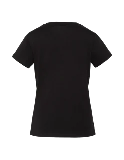 T-shirt noir col V avec broderie cœur - NOIR