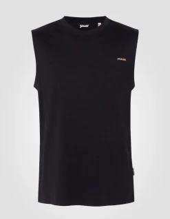 T-shirt noir sans manche effet flammé - NOIR