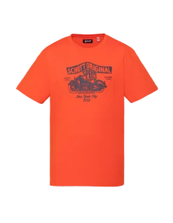 T-shirt orange imprimé logo moto vintage - ORANGE