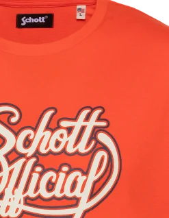 T-shirt orange imprimé Schott Official vintage - ORANGE