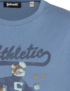 T-shirt university cartoon bleu acier - BLEU ACIER