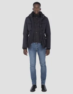 Veste army bleu marine multipoches, plastron amovible - MARINE
