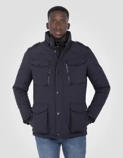 Veste army bleu marine multipoches, plastron amovible - MARINE