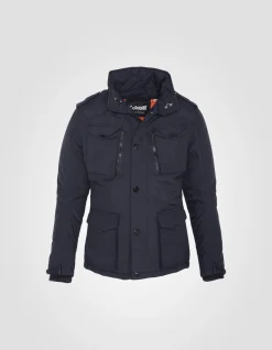 Veste army bleu marine multipoches, plastron amovible, grande taille - MARINE