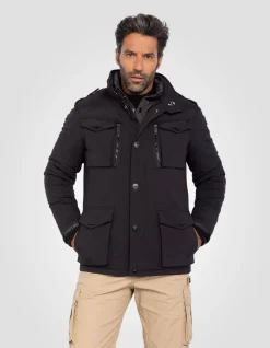 Veste army noire multipoches, plastron amovible - NOIR