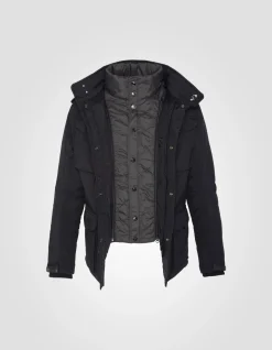 Veste army noire multipoches, plastron amovible, grande taille - NOIR