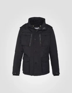 Veste army noire multipoches, plastron amovible, grande taille - NOIR