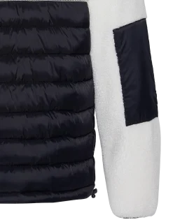 Veste blance cassé et bleu marine bi matière sherpa et nylon doudouné - BLANC CASSÉ/MARINE