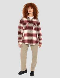 Veste à carreaux marron doublée sherpa - CARREAUX MARRON