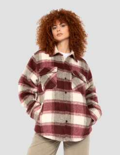 Veste à carreaux marron doublée sherpa - CARREAUX MARRON