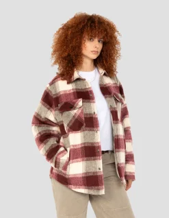 Veste à carreaux marron doublée sherpa - CARREAUX MARRON
