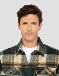 Veste à carreaux verts doublée sherpa - CARREAUX VERT