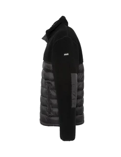 Veste noire bi matière sherpa et nylon doudouné - NOIR/NOIR